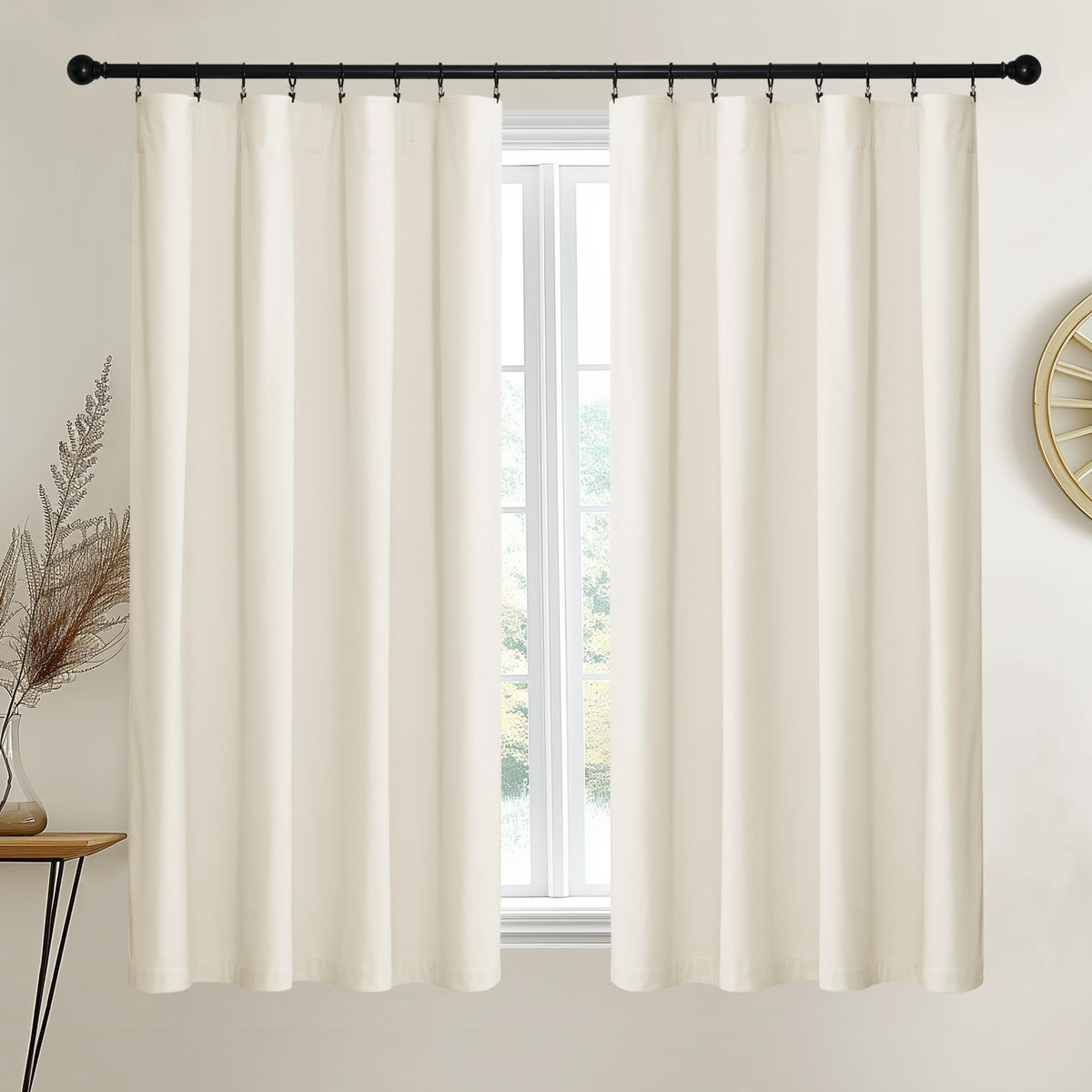 NICETOWN Christmas Blackout Olive Green Velvet Curtains, W52xL84, 2 Panels