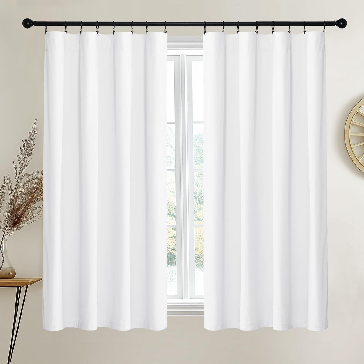 NICETOWN Christmas Blackout Olive Green Velvet Curtains, W52xL84, 2 Panels