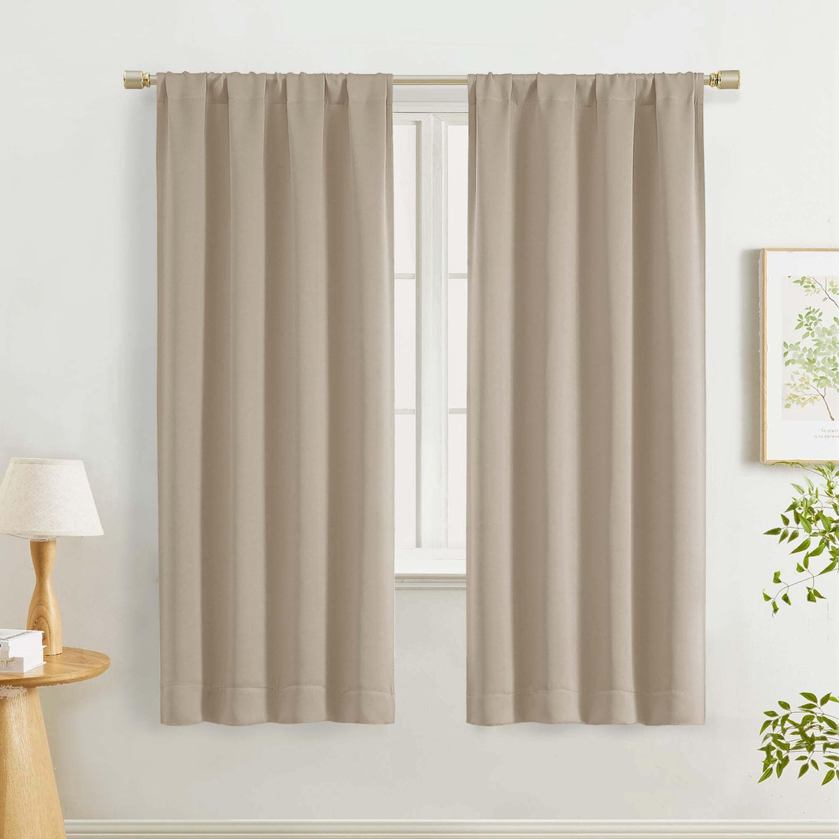 Lecloud Black Blackout Curtains for Bedroom 54 Inch Length 2 Panels