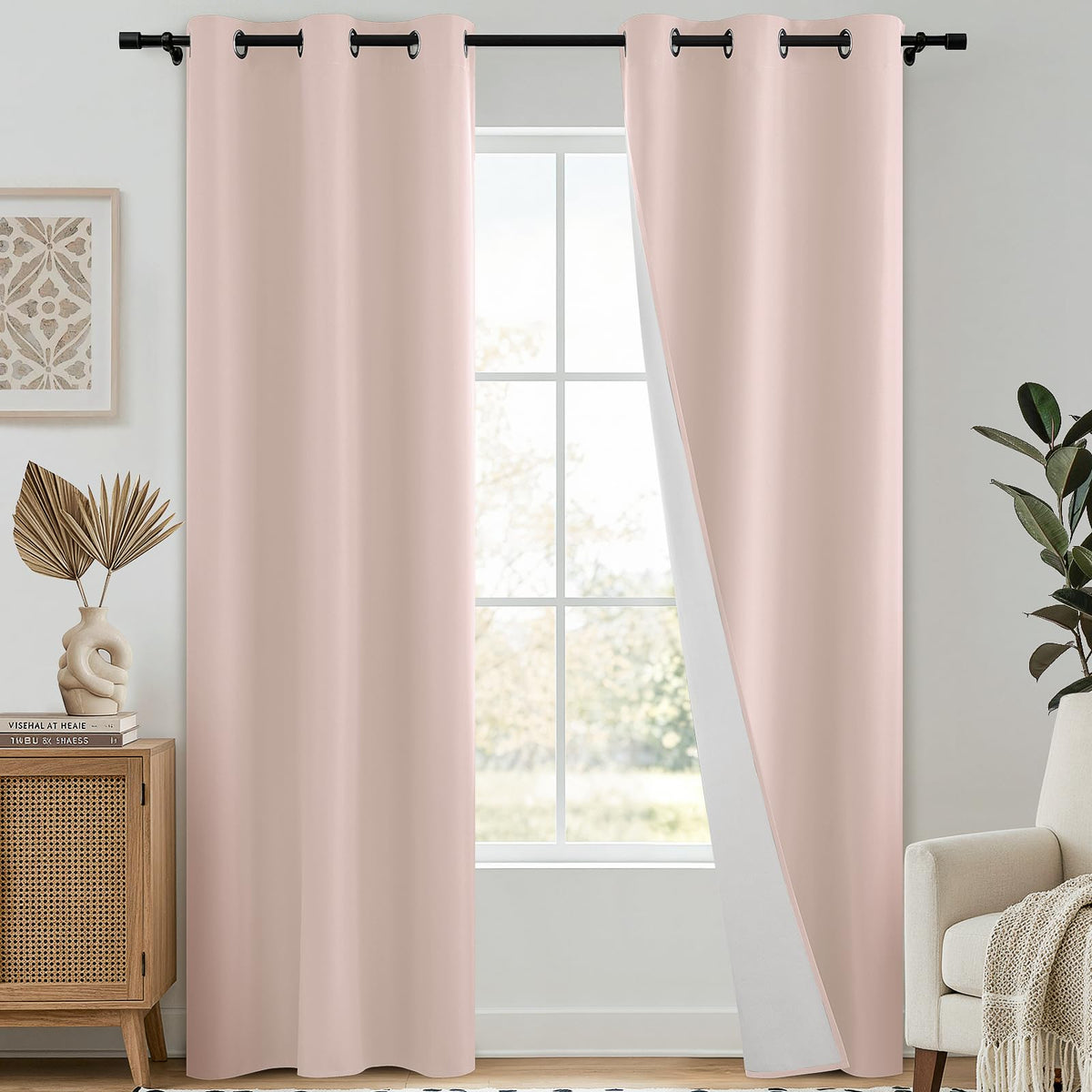 SimpleHome Chocolate Brown 100% Blackout Curtains for Bedroom 63 Inch Long