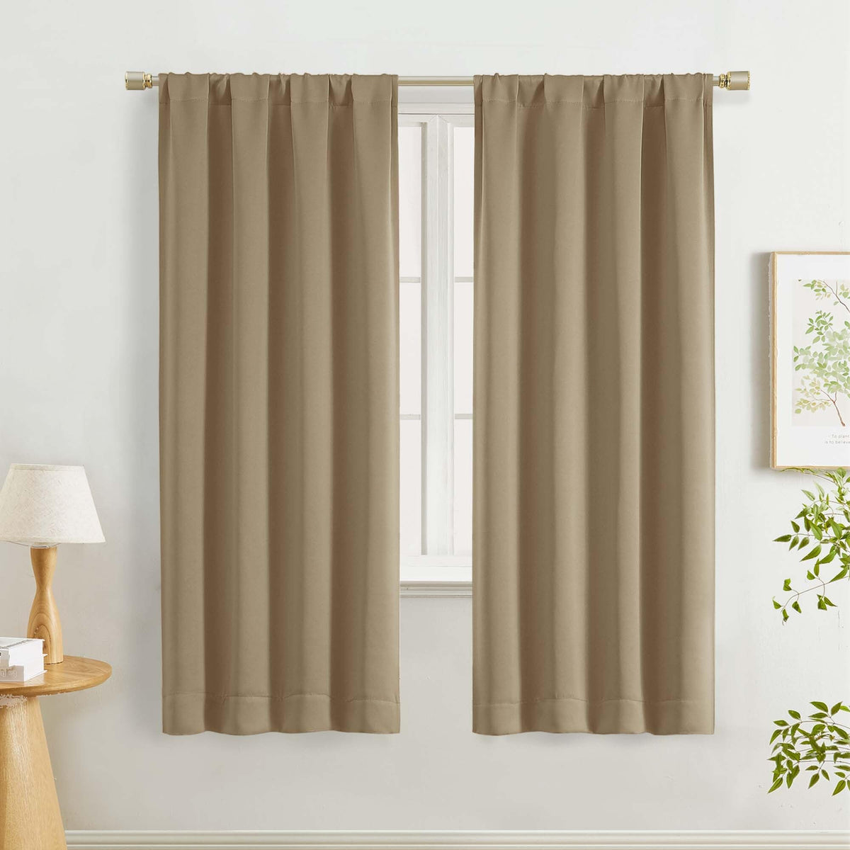 Lecloud Black Blackout Curtains for Bedroom 54 Inch Length 2 Panels
