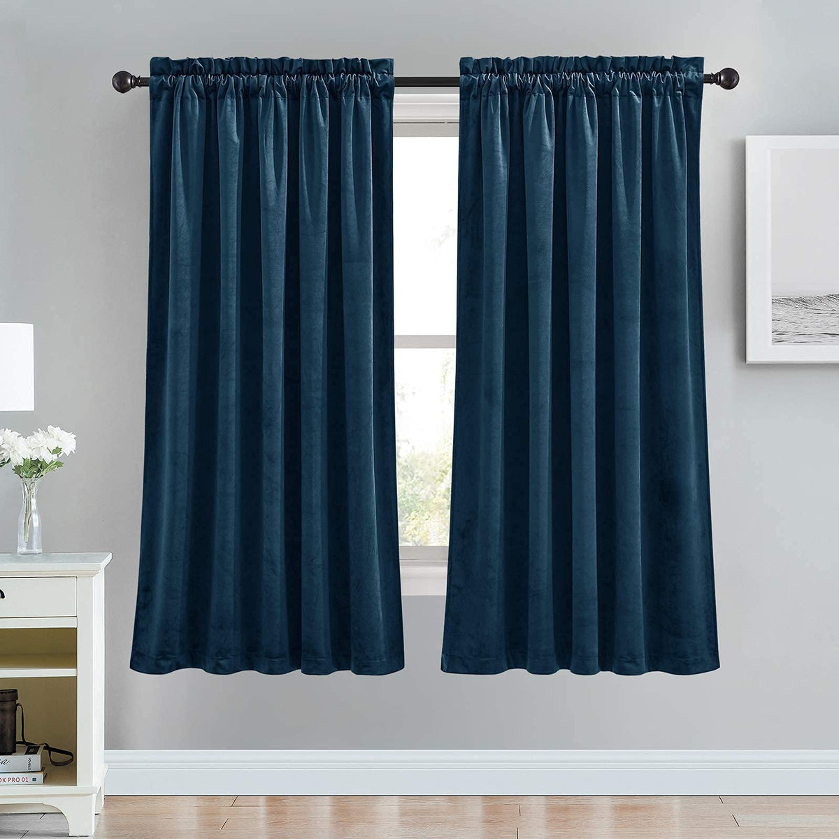 RYB HOME Green Velvet Blackout Curtains 84 inches for Bedroom Living Room