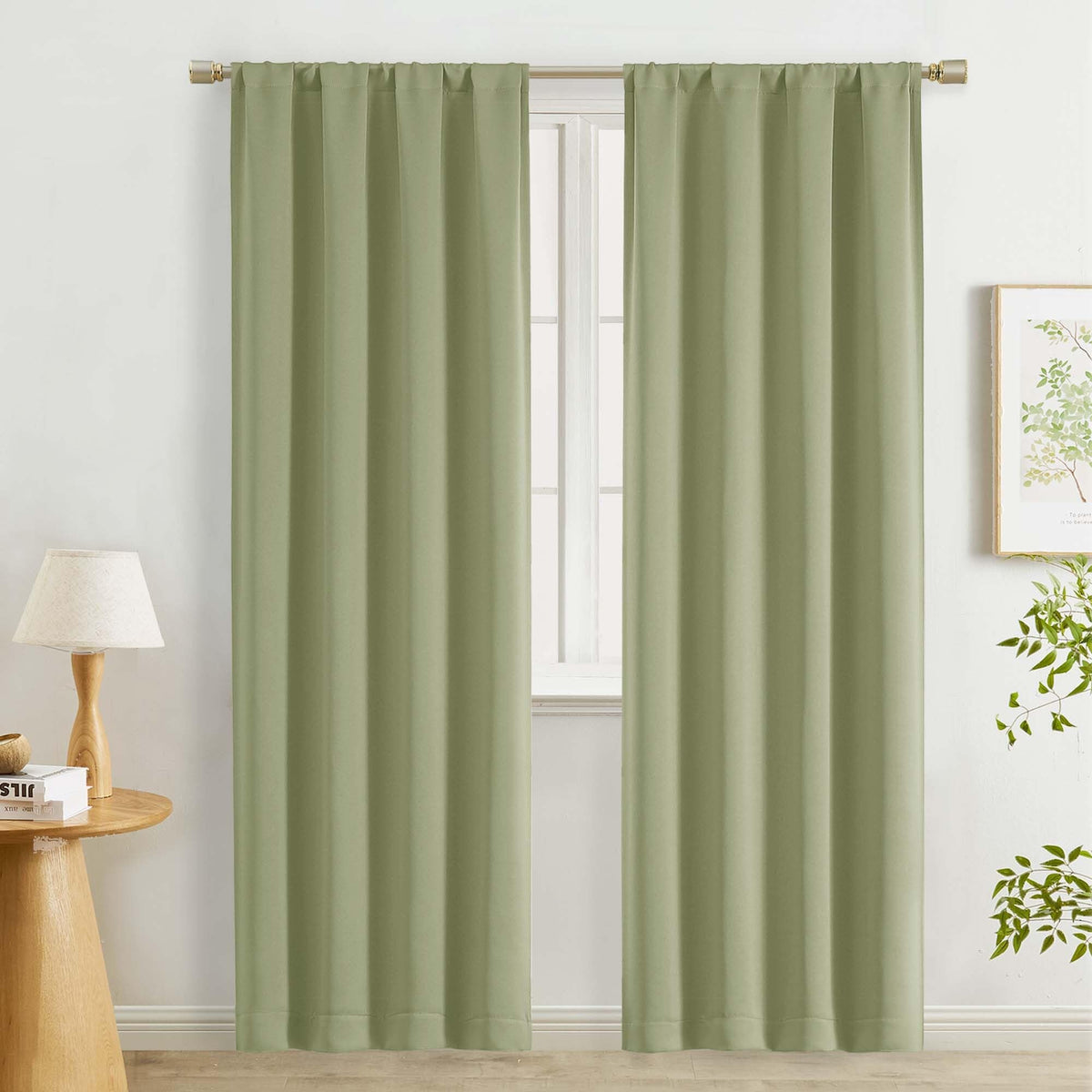 Lecloud Black Blackout Curtains for Bedroom 54 Inch Length 2 Panels