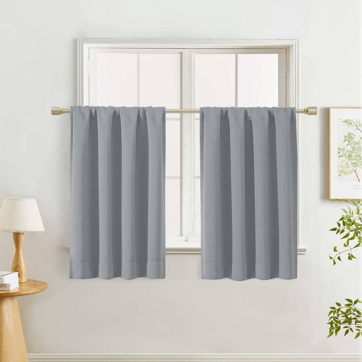 Lecloud Black Blackout Curtains for Bedroom 54 Inch Length 2 Panels