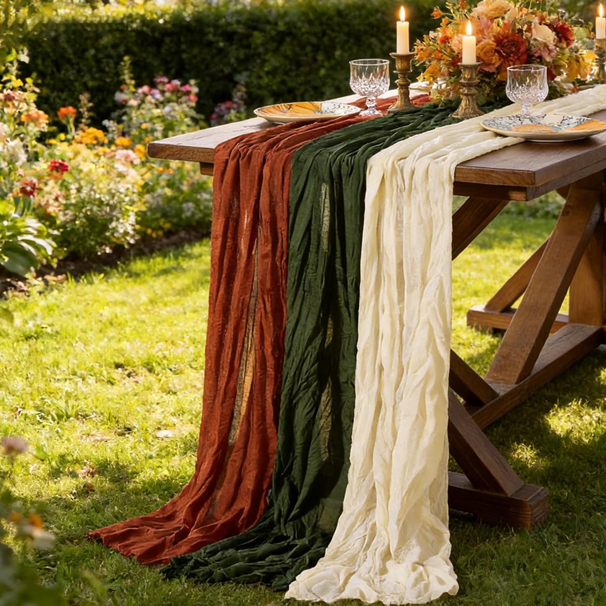 Pink Cheesecloth Table Runner Fall Boho Wedding Birthday Party Home Decor