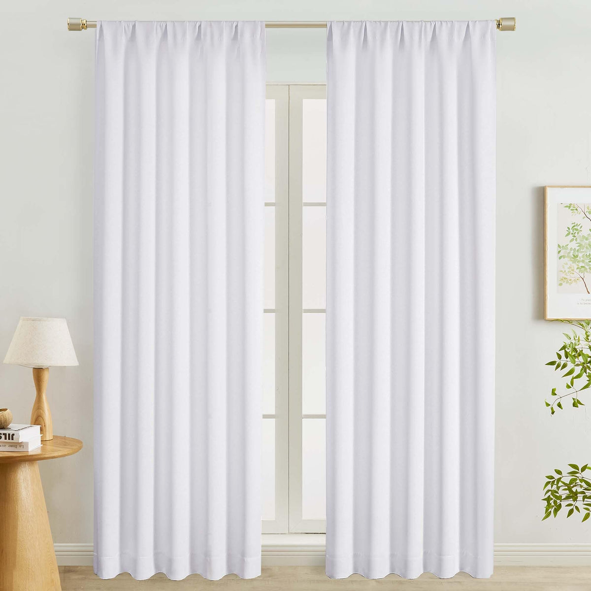 Lecloud Black Blackout Curtains for Bedroom 54 Inch Length 2 Panels