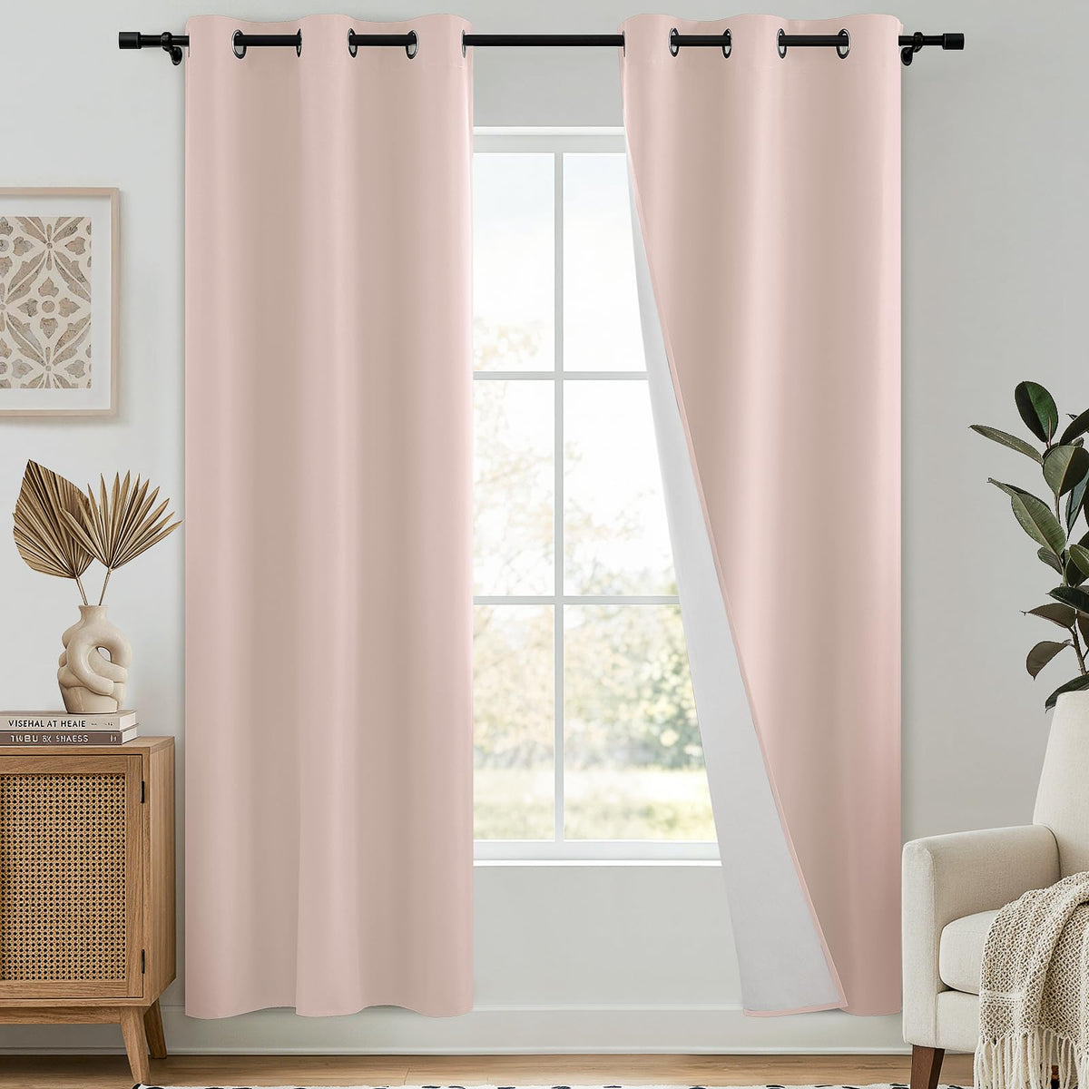 SimpleHome Chocolate Brown 100% Blackout Curtains for Bedroom 63 Inch Long