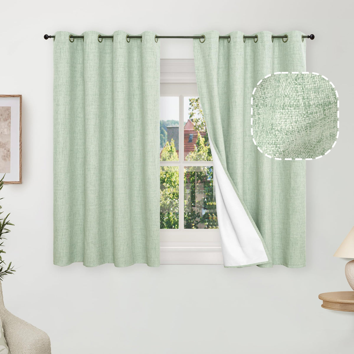 Lajode Natural Linen Blackout Curtains for Bedroom - 52x84 Inch 2 Panels