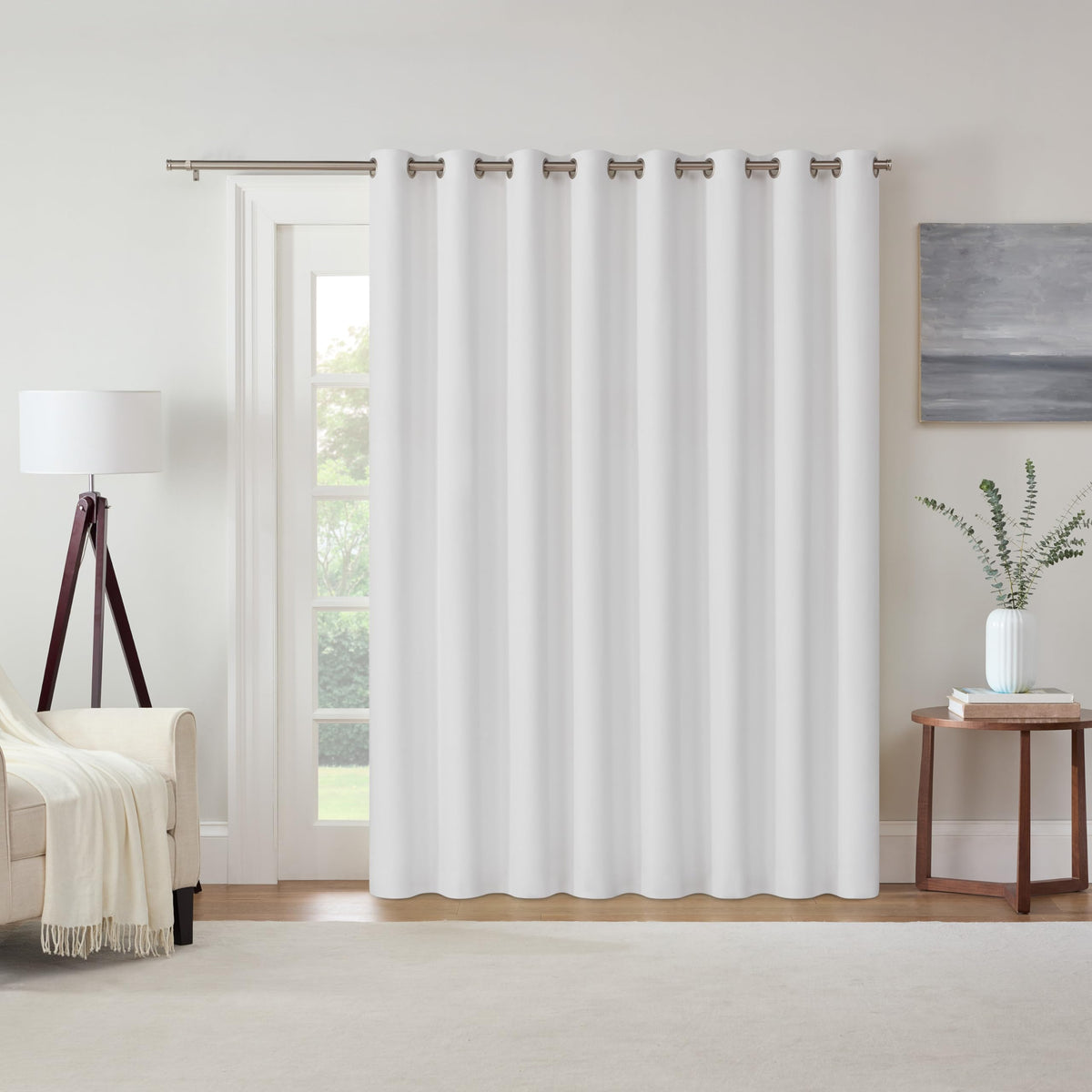 ECLIPSE Kendall Modern Blackout Thermal Rod Pocket Window Curtain for Bedroom or Living Room (1 Panel), 42 X 84, White