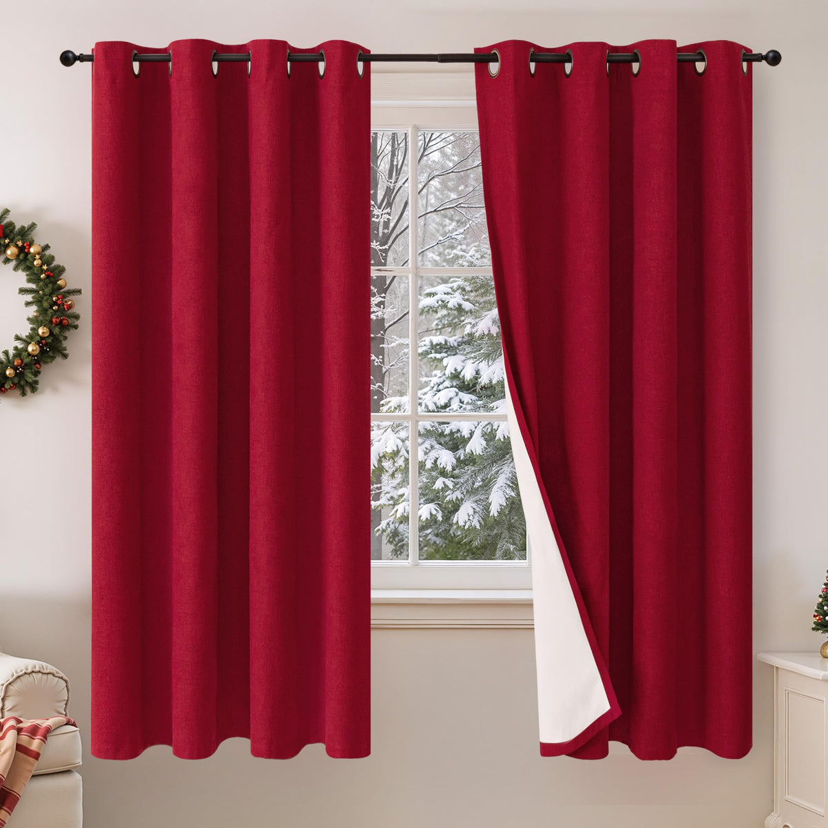 Lajode Natural Linen Blackout Curtains for Bedroom - 52x84 Inch 2 Panels