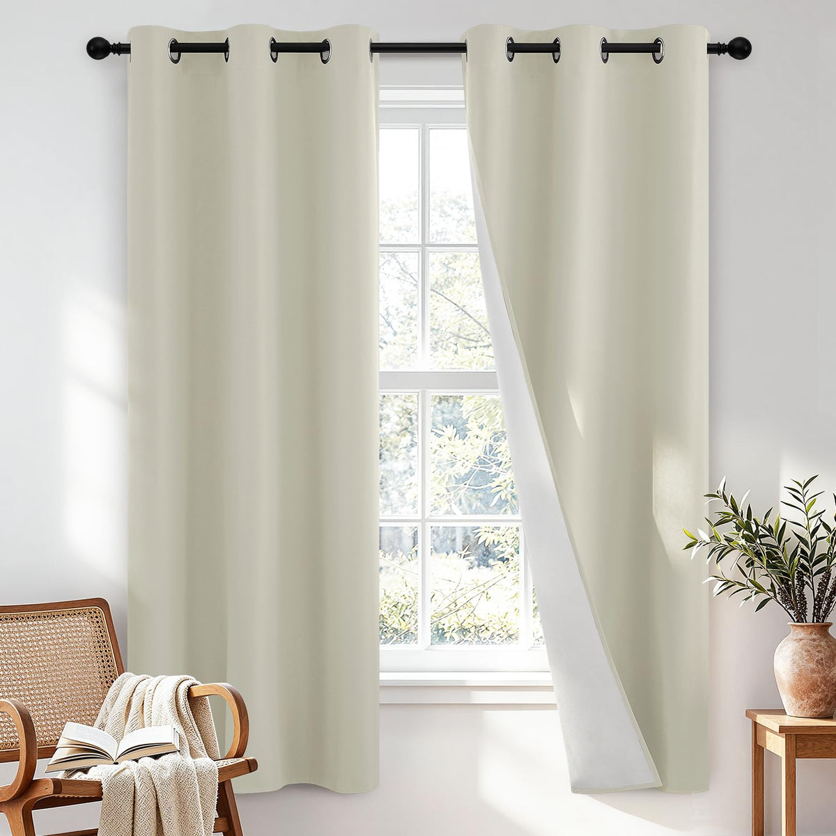SimpleHome Chocolate Brown 100% Blackout Curtains for Bedroom 63 Inch Long