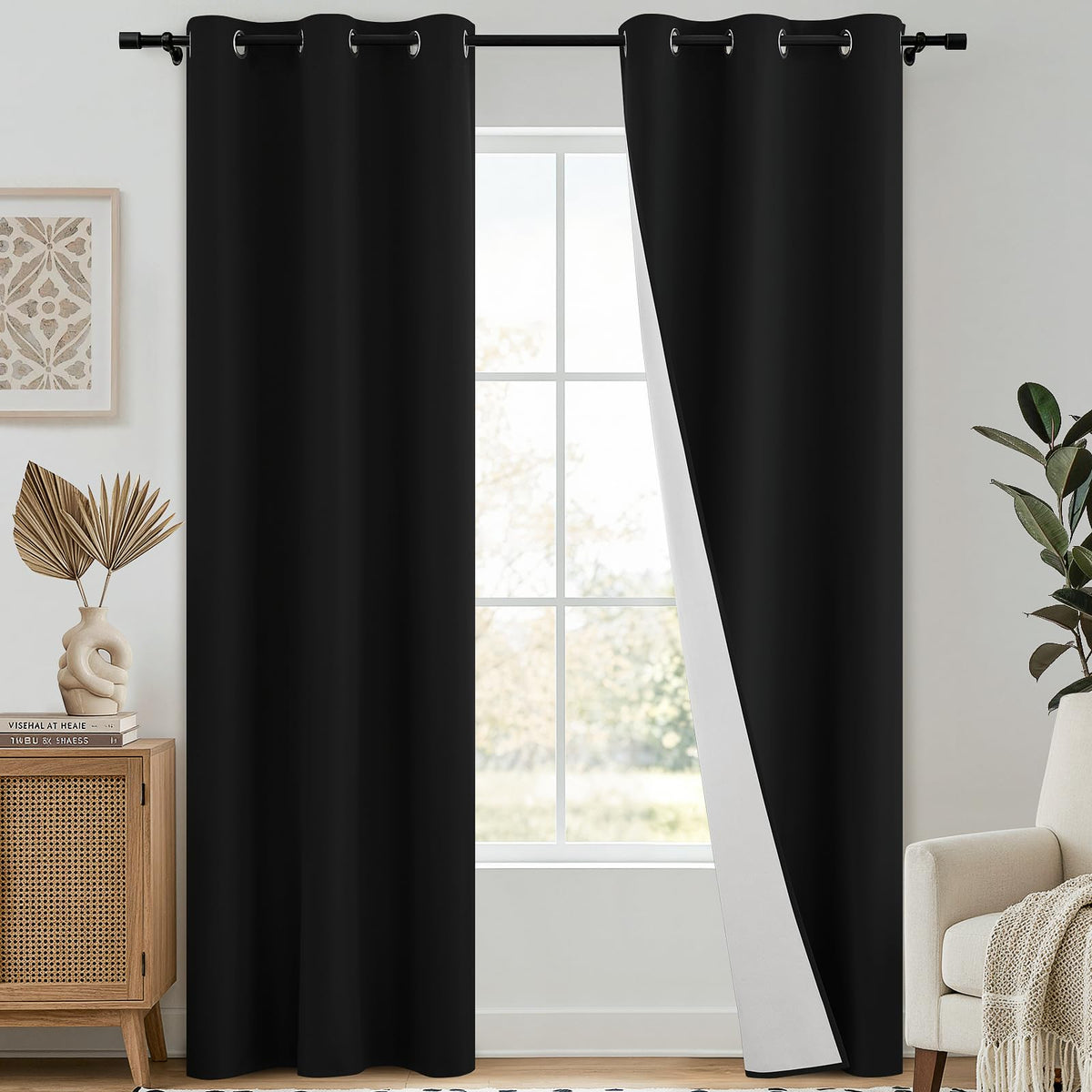 SimpleHome Chocolate Brown 100% Blackout Curtains for Bedroom 63 Inch Long