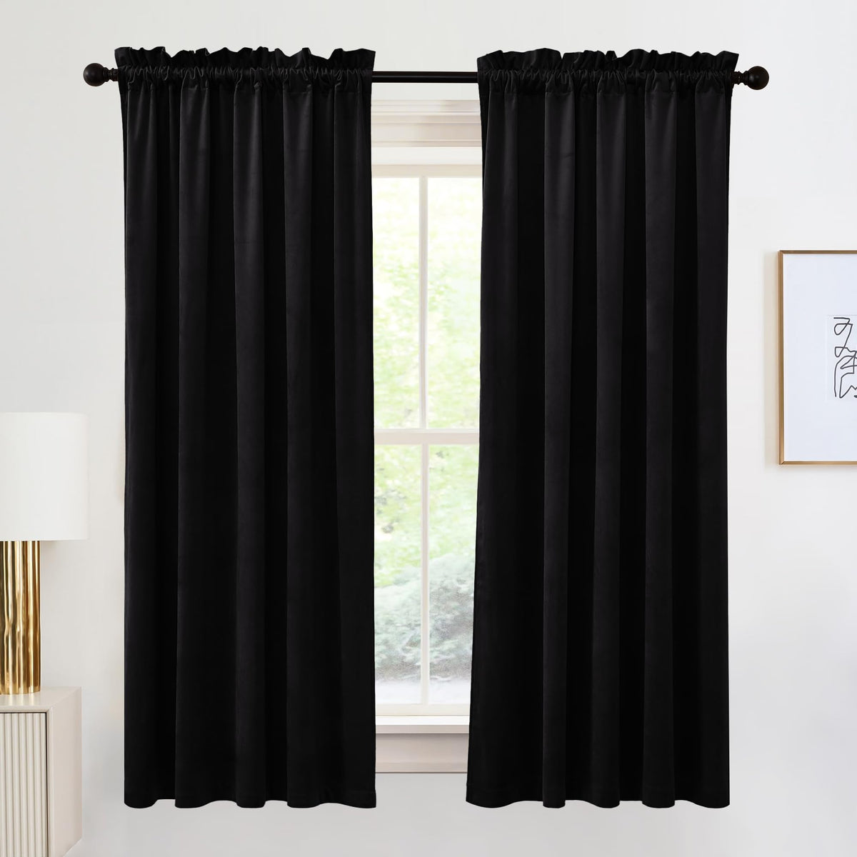 RYB HOME Green Velvet Blackout Curtains 84 inches for Bedroom Living Room