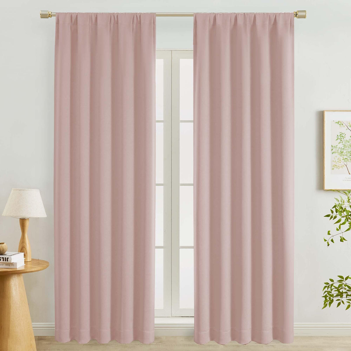 Lecloud Black Blackout Curtains for Bedroom 54 Inch Length 2 Panels