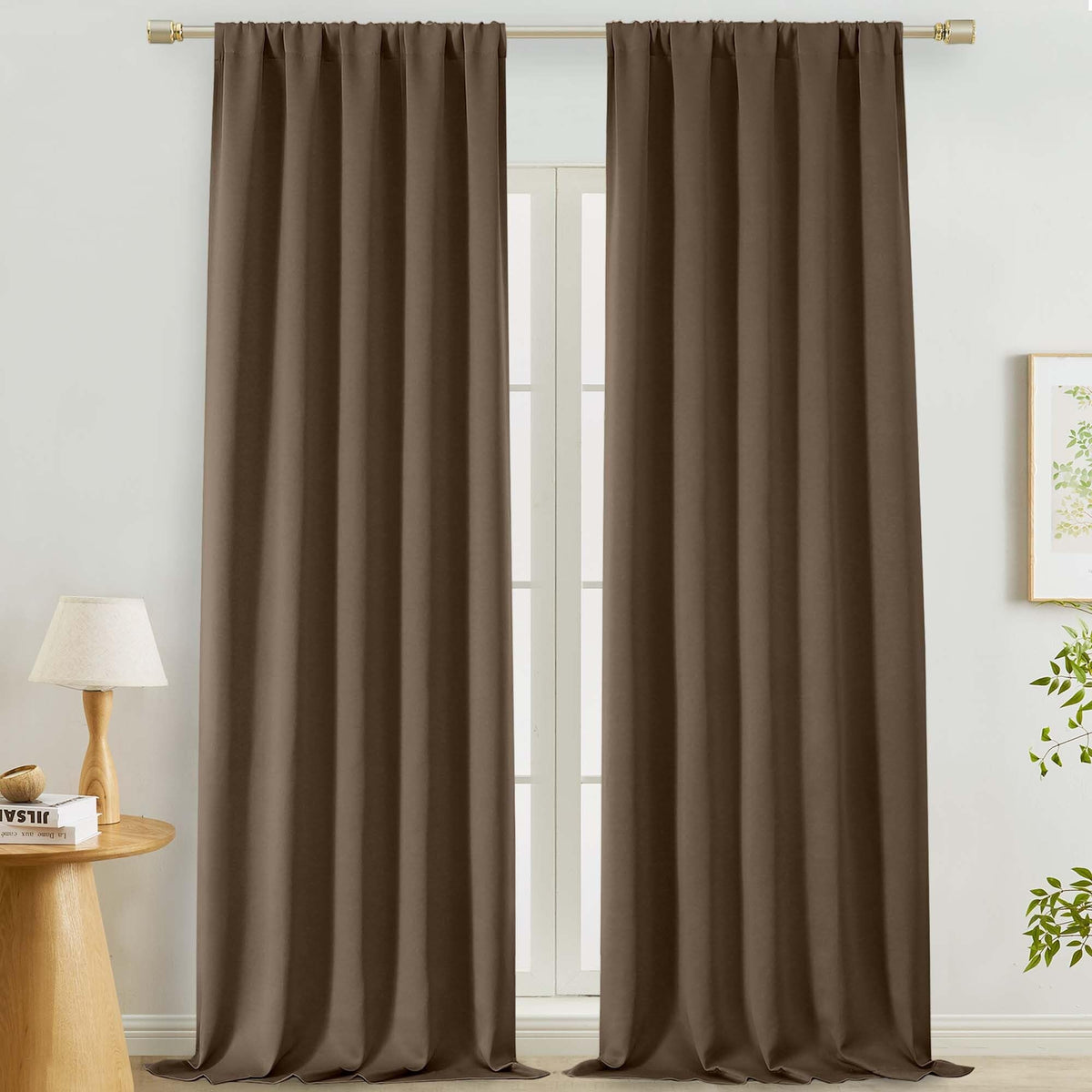 Lecloud Black Blackout Curtains for Bedroom 54 Inch Length 2 Panels