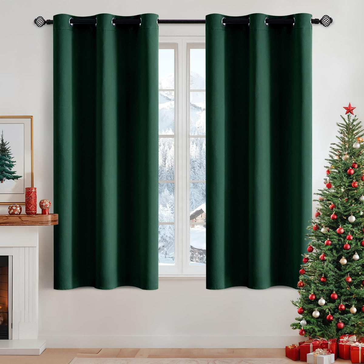 MIULEE Beige Blackout Bedroom Curtains 63 Inch Long Light Blocking
