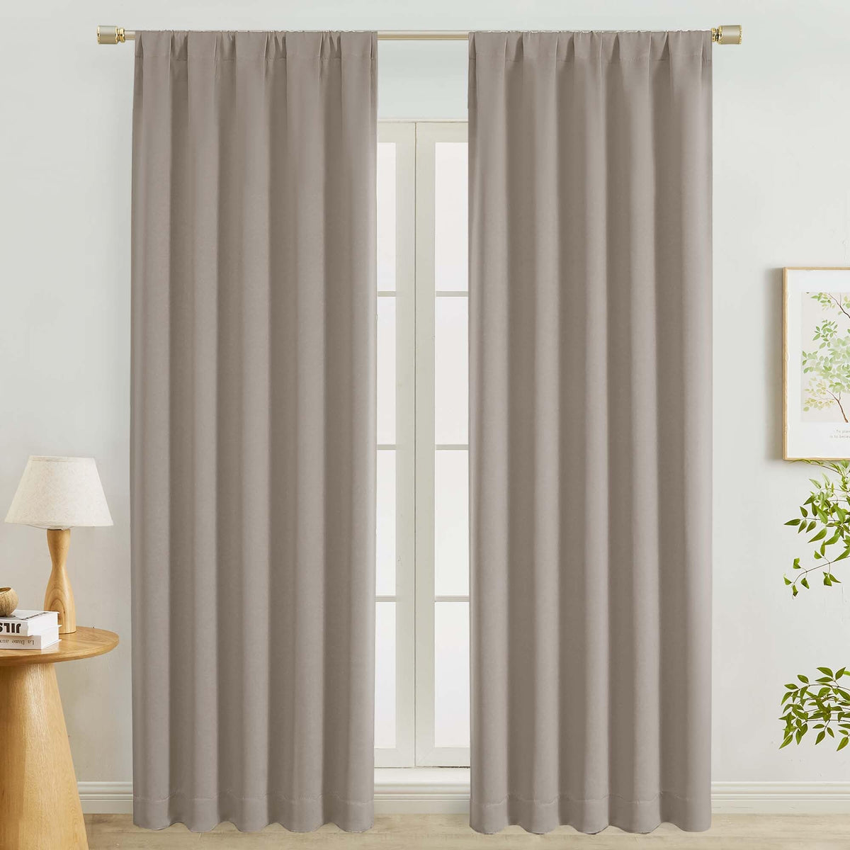 Lecloud Black Blackout Curtains for Bedroom 54 Inch Length 2 Panels