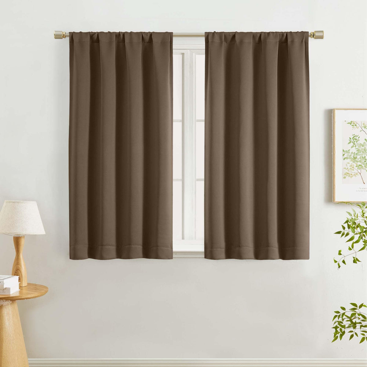 Lecloud Black Blackout Curtains for Bedroom 54 Inch Length 2 Panels