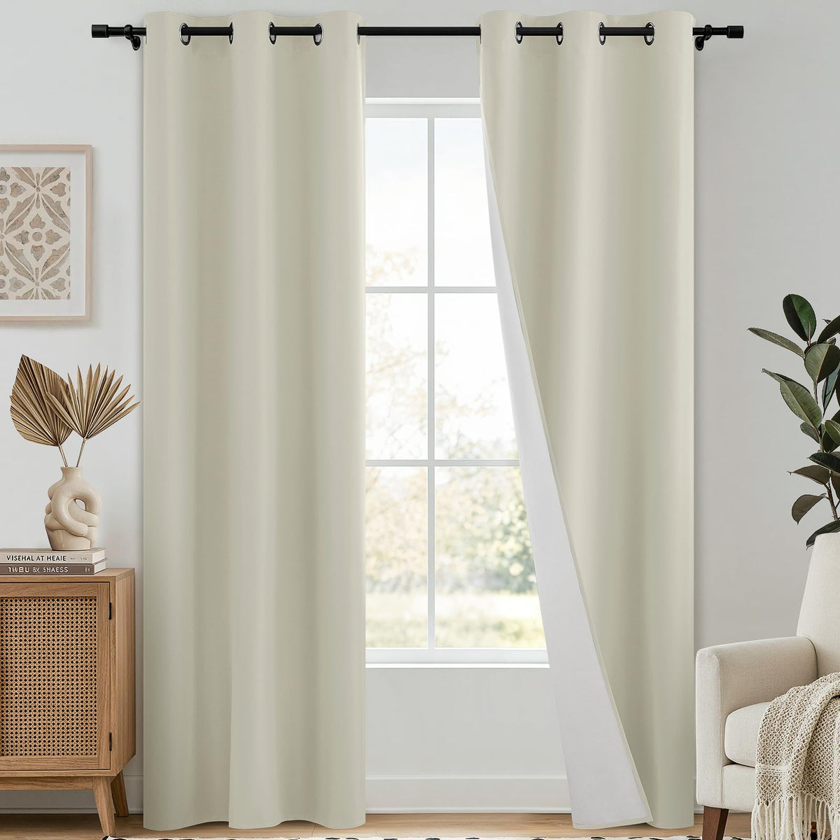 SimpleHome Chocolate Brown 100% Blackout Curtains for Bedroom 63 Inch Long