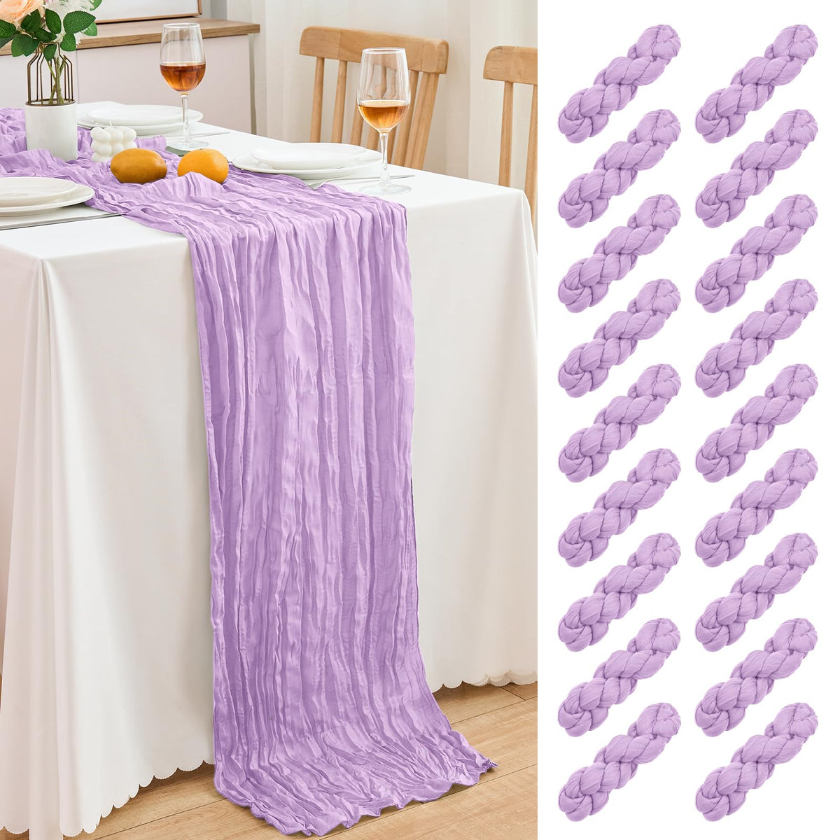 18 Pack Pink Cheesecloth Table Runner 21.5x120 Inch, Semi Sheer Boho Gauze Cheese Cloth Fabric Table Runners 10 FT Long for Wedding Party Baby Shower Birthday Home Decor