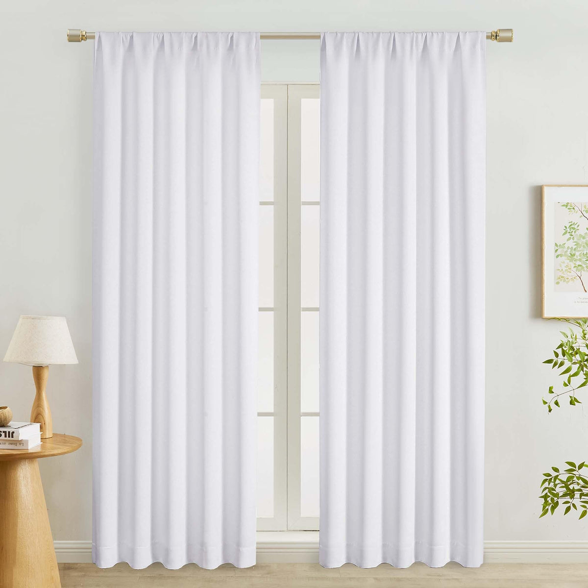Lecloud Black Blackout Curtains for Bedroom 54 Inch Length 2 Panels