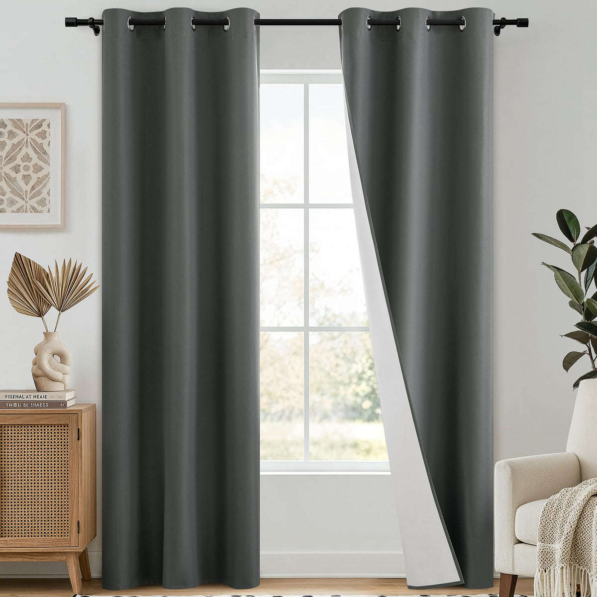 SimpleHome Chocolate Brown 100% Blackout Curtains for Bedroom 63 Inch Long