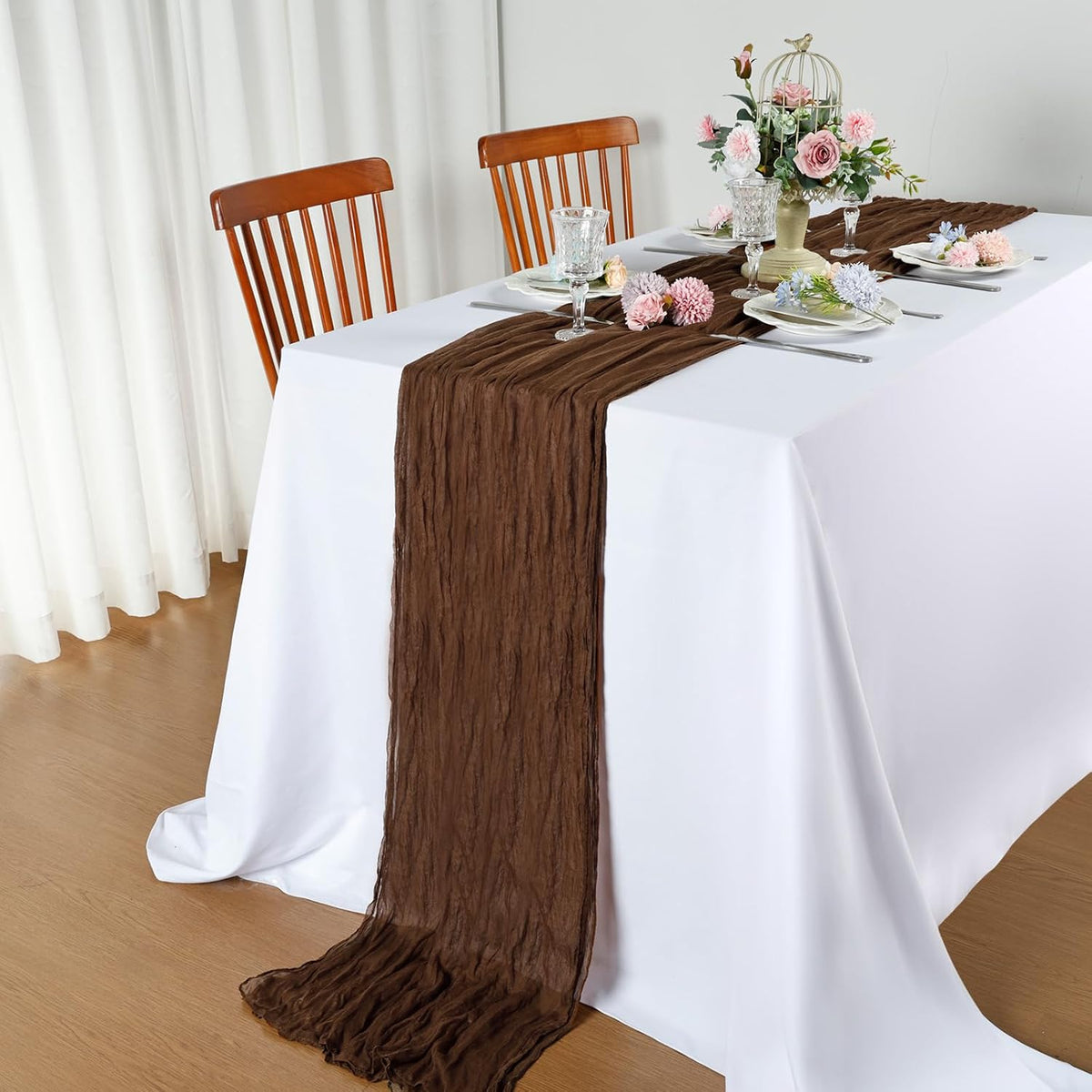 12 Pack Brown Table Runner 17 x 108 Inch Cheesecloth
