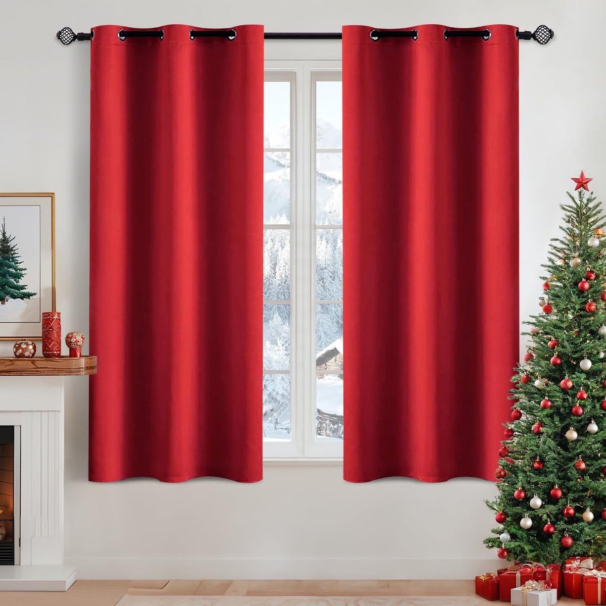 MIULEE Beige Blackout Bedroom Curtains 63 Inch Long Light Blocking