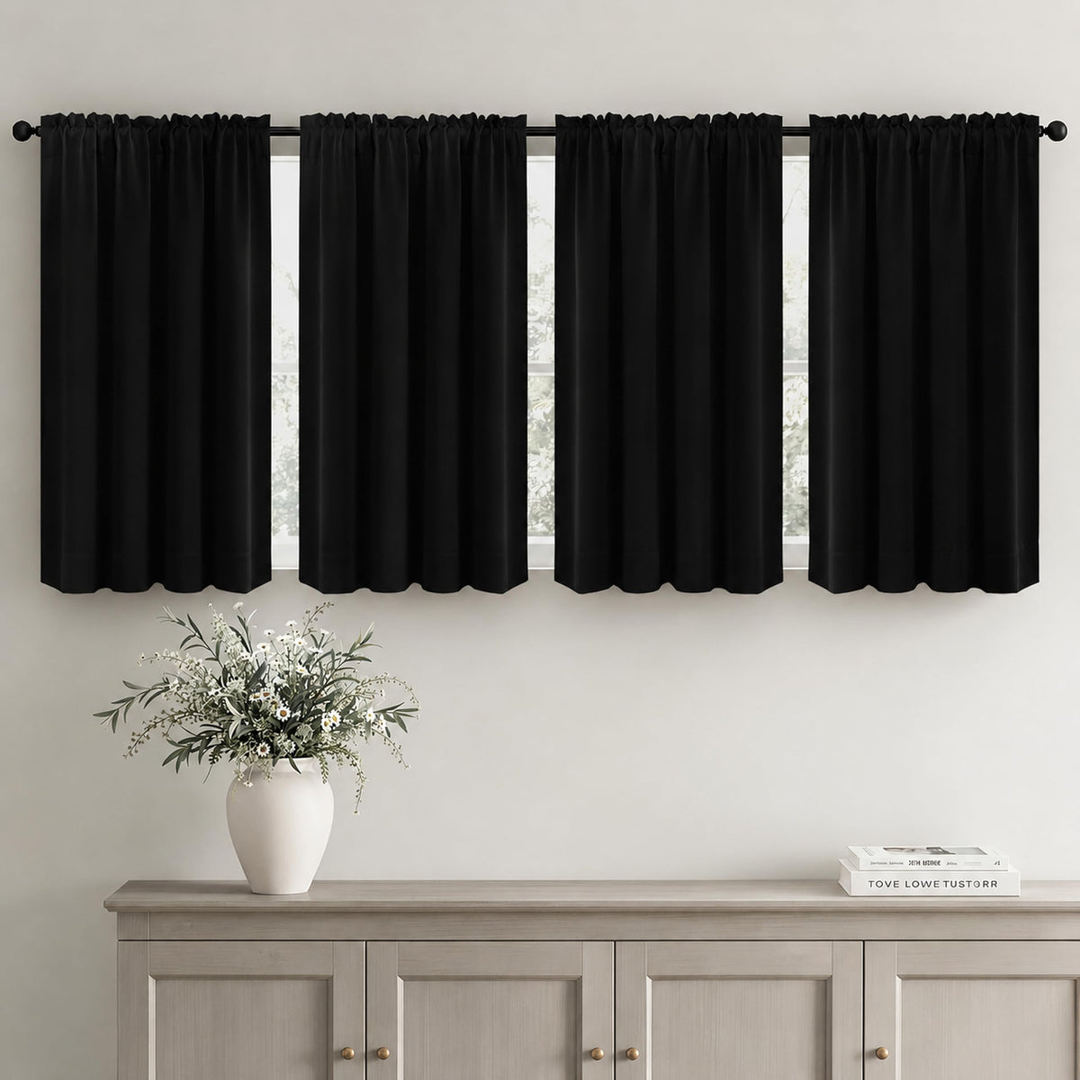 MIULEE Sage Green Blackout Curtains 63 Inch Length for Bedroom 4 Panels