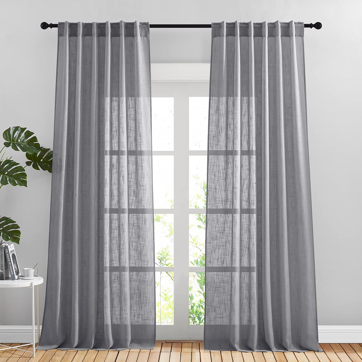 NICETOWN Natural Linen Curtains 70 Inches Length, 2 Panels, W37 x L70