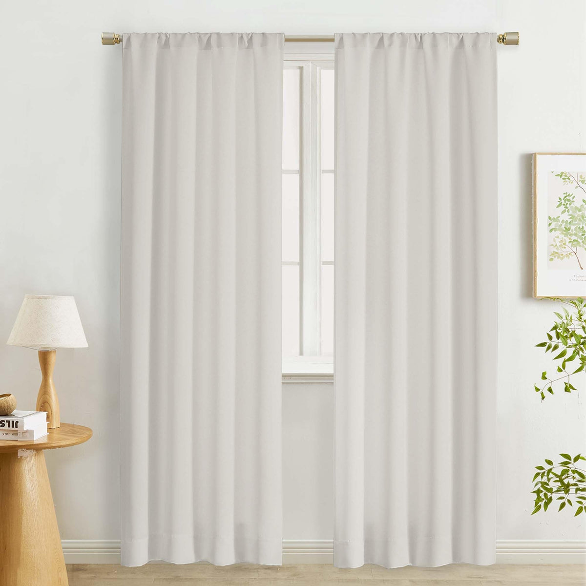 Lecloud Black Blackout Curtains for Bedroom 54 Inch Length 2 Panels
