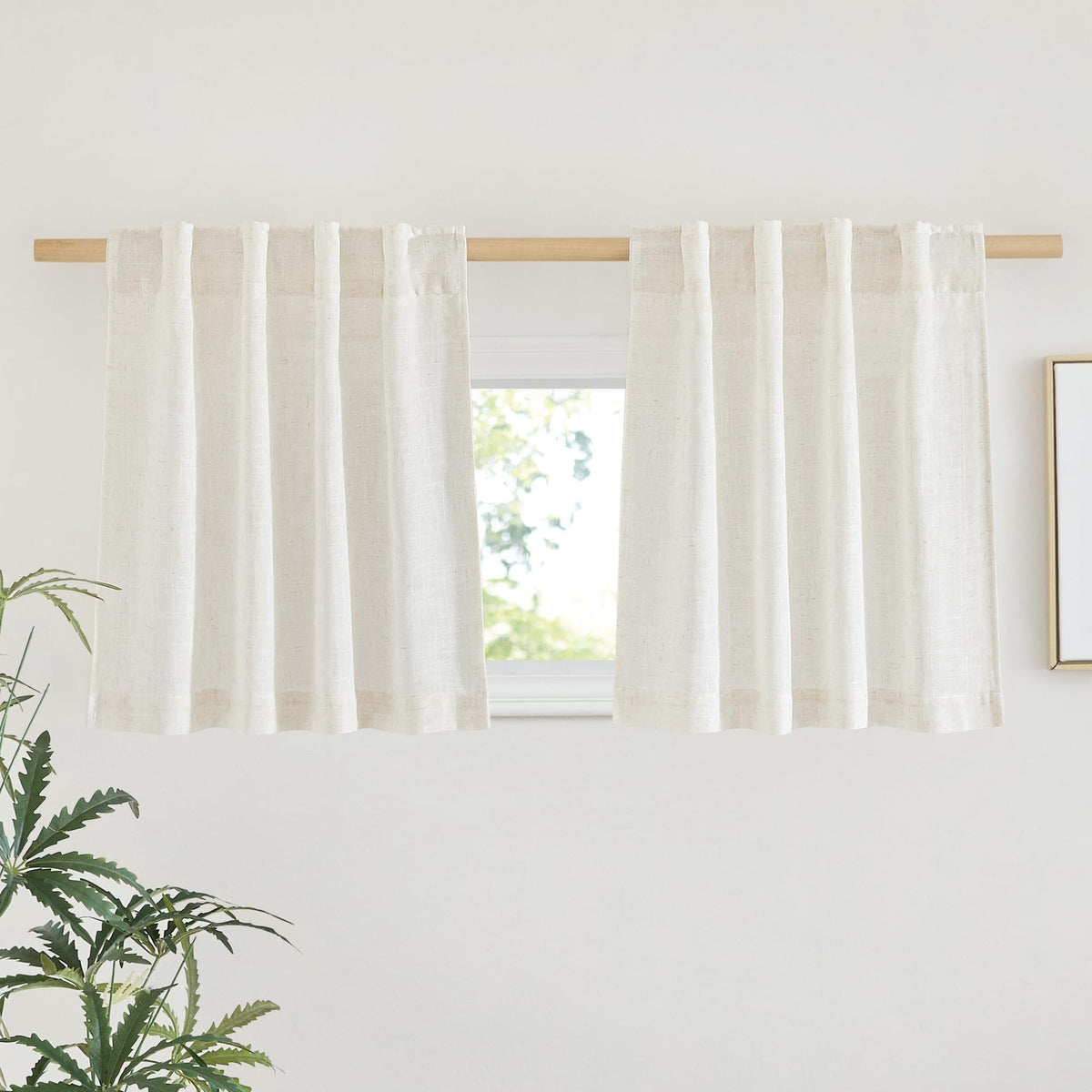 NICETOWN Natural Linen Curtains 70 Inches Length, 2 Panels, W37 x L70