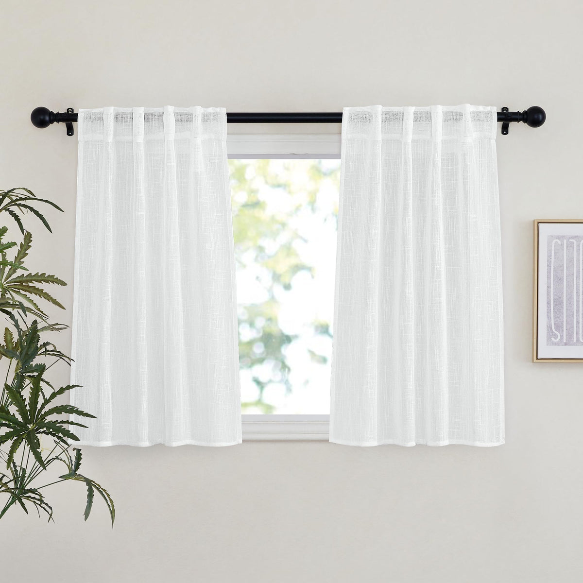NICETOWN Natural Linen Curtains 70 Inches Length, 2 Panels, W37 x L70
