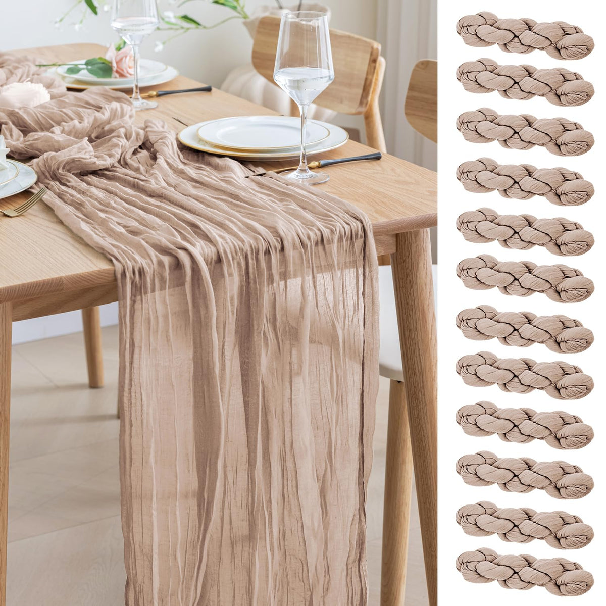 Asee'm Emerald Green Cheesecloth Table Runner Christmas Fall Rustic 10FT