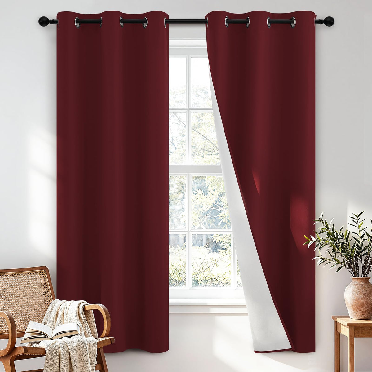 SimpleHome Chocolate Brown 100% Blackout Curtains for Bedroom 63 Inch Long