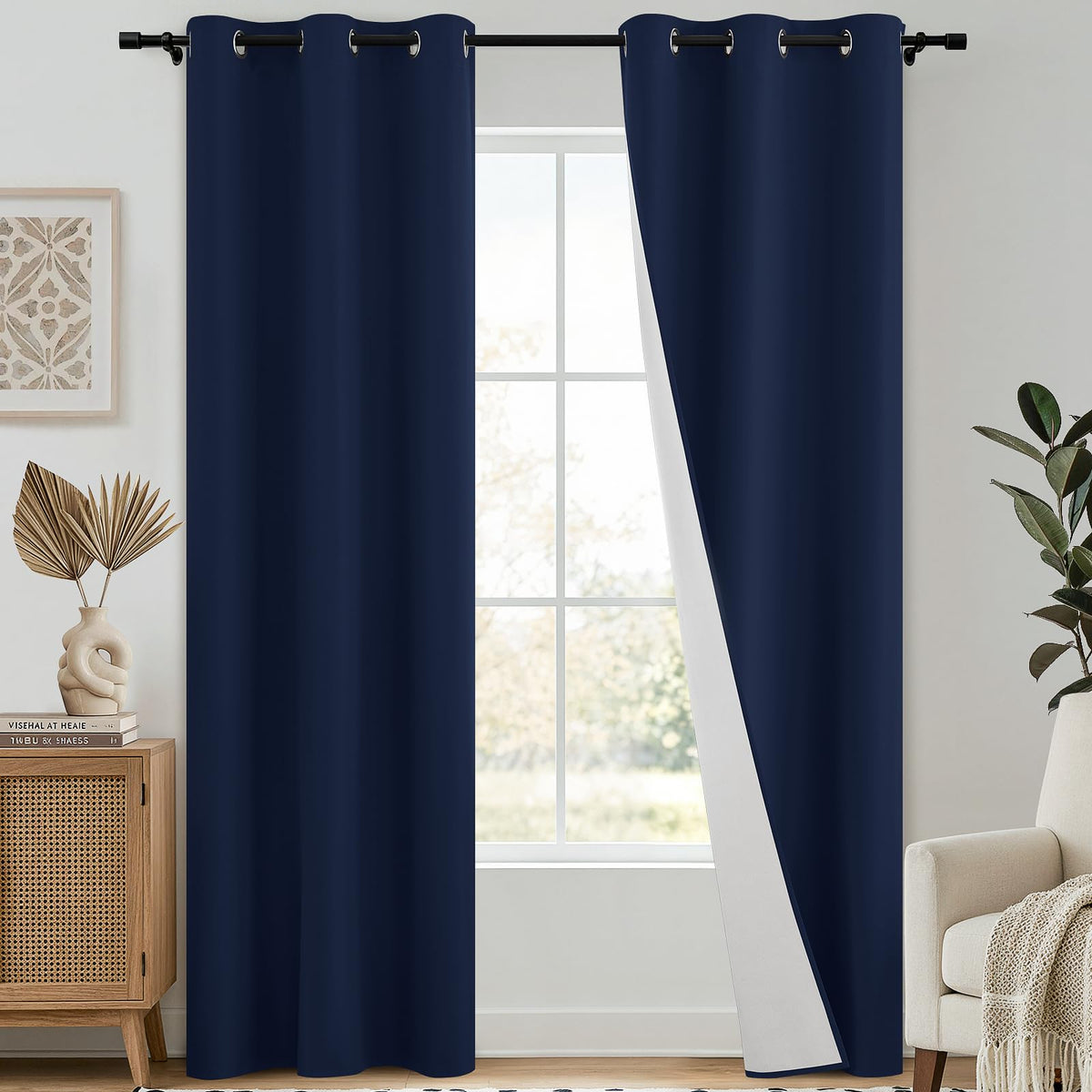 SimpleHome Chocolate Brown 100% Blackout Curtains for Bedroom 63 Inch Long