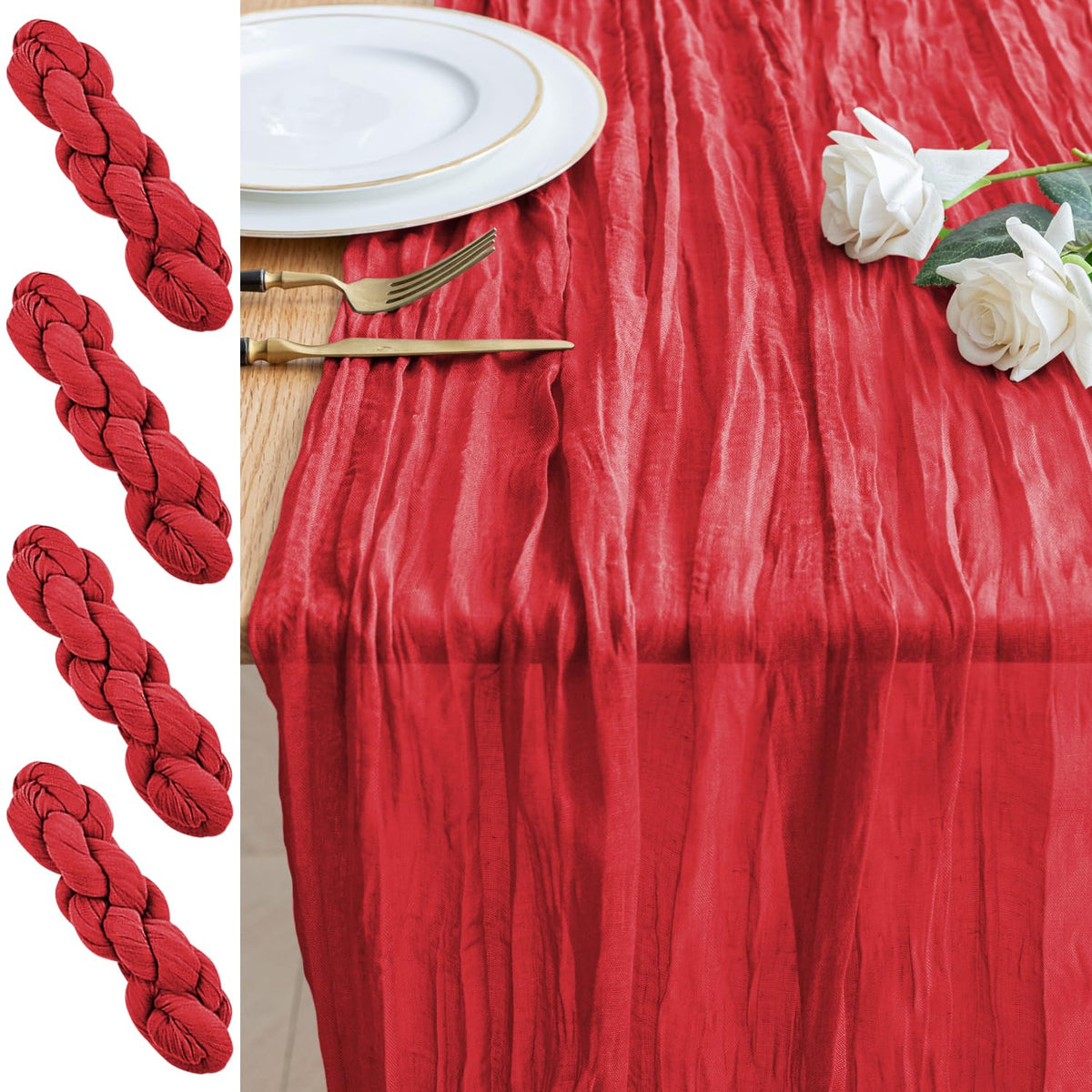Cheesecloth Table Runner 10FT Blushing Pink Boho Gauze Sheer Runners