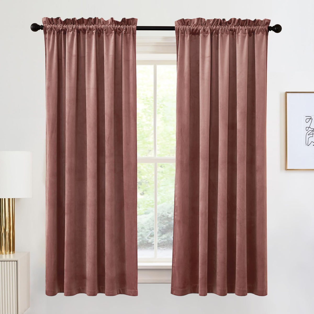 RYB HOME Green Velvet Blackout Curtains 84 inches for Bedroom Living Room