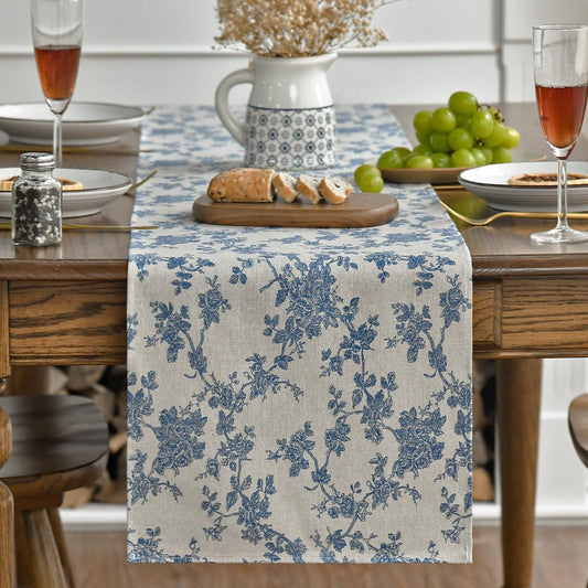 Artoid Mode Dark Grey 13x120 Inch Chinoiserie Table Runner