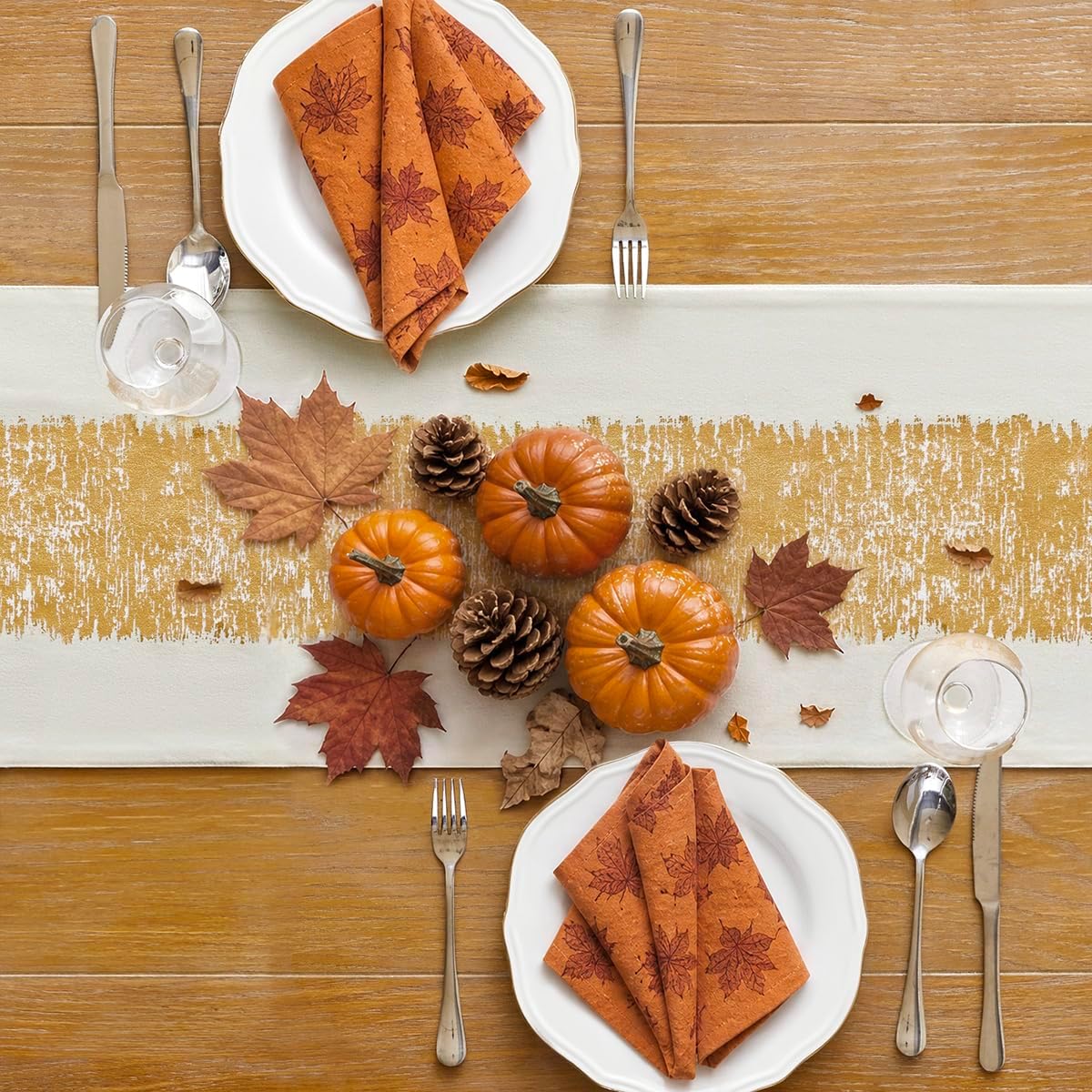 Metallic Style Gold Fall Table Runner, Table Runners 72 Inches Long