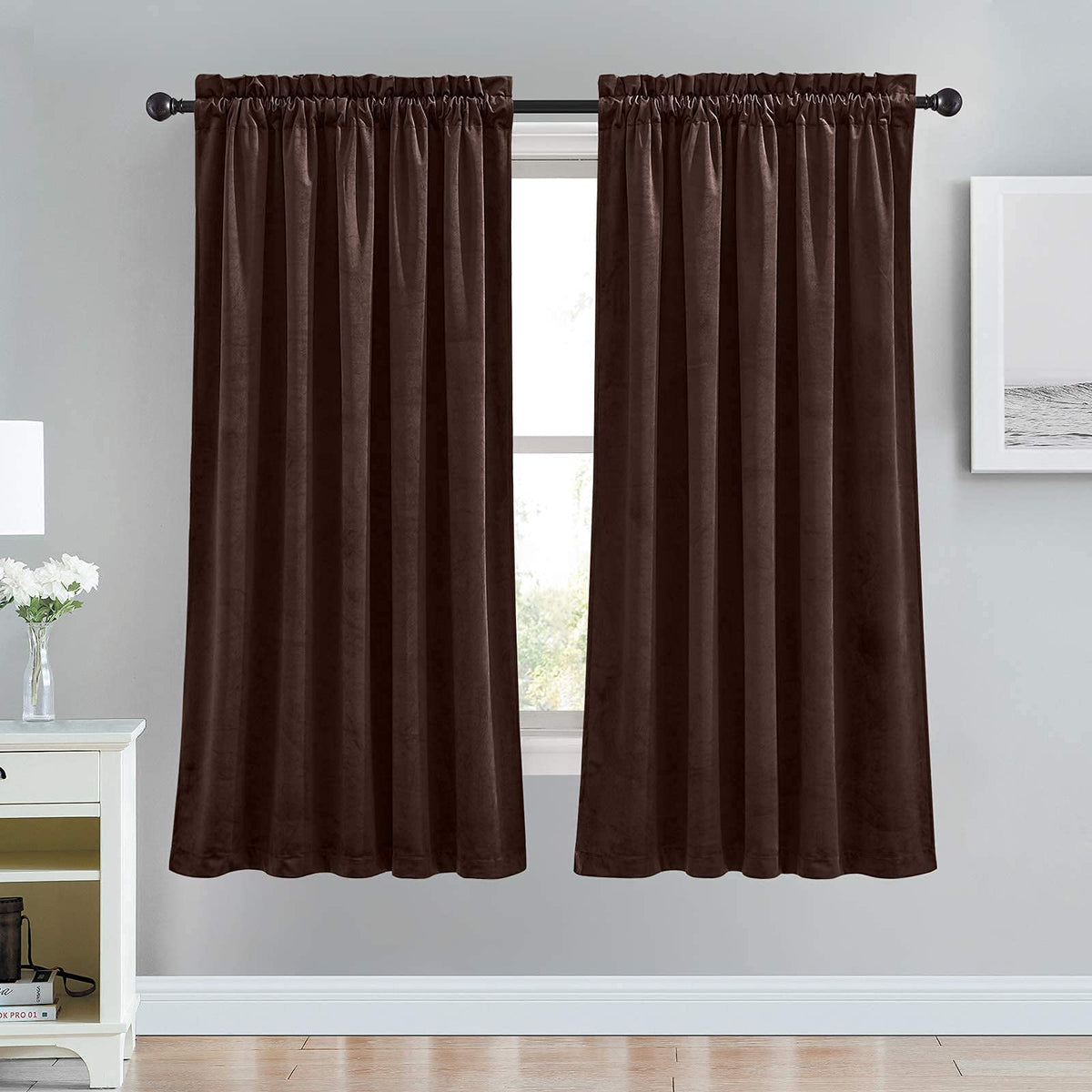 RYB HOME Green Velvet Blackout Curtains 84 inches for Bedroom Living Room