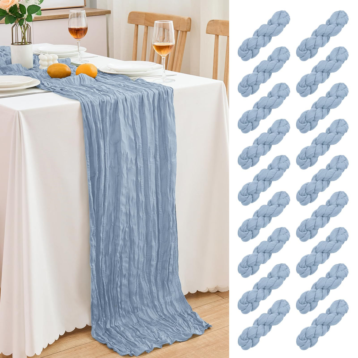 18 Pack Pink Cheesecloth Table Runner 21.5x120 Inch, Semi Sheer Boho Gauze Cheese Cloth Fabric Table Runners 10 FT Long for Wedding Party Baby Shower Birthday Home Decor