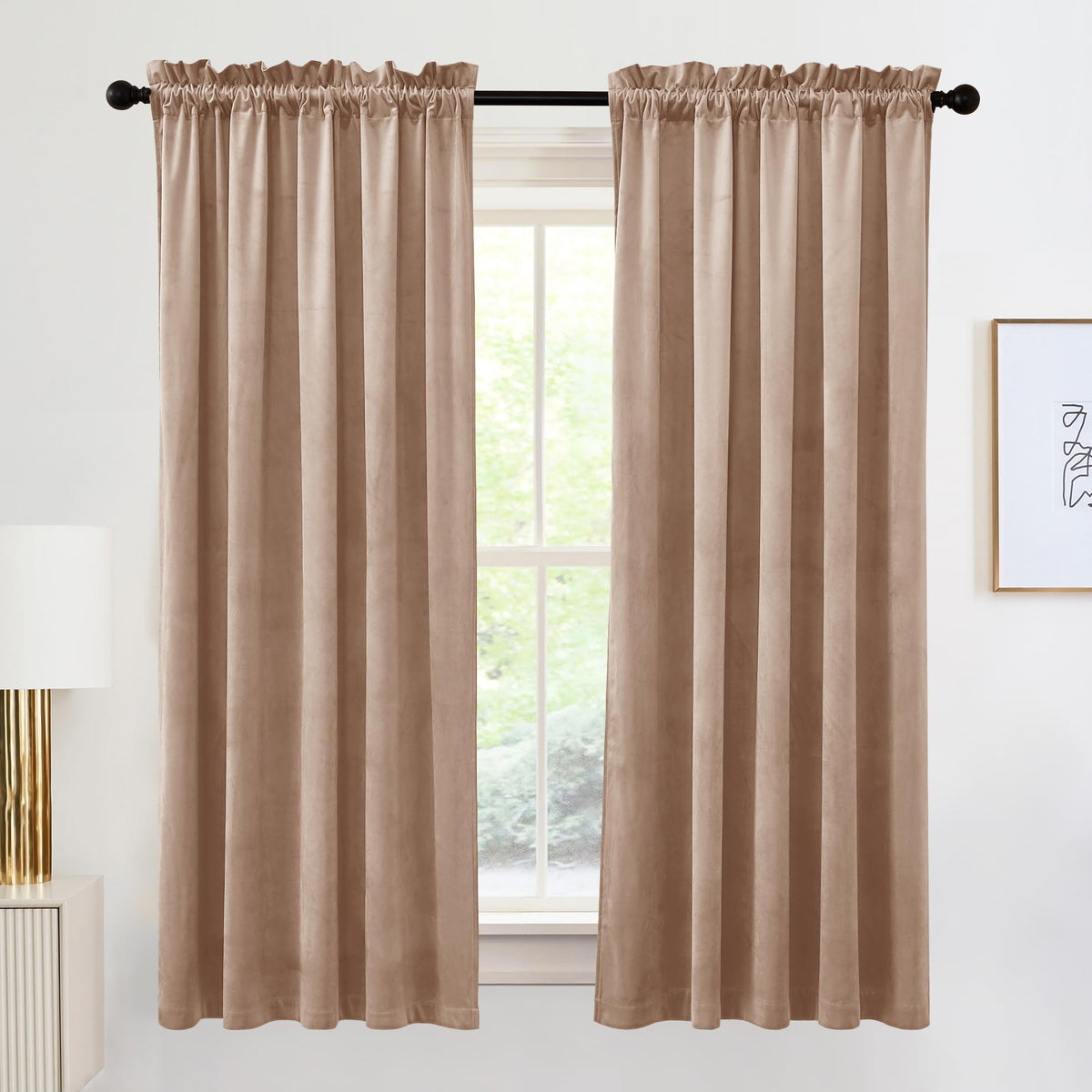 RYB HOME Green Velvet Blackout Curtains 84 inches for Bedroom Living Room