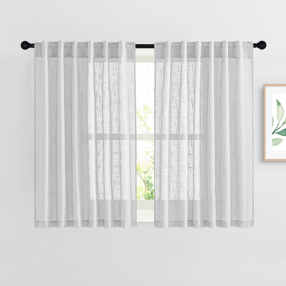 NICETOWN Natural Linen Curtains 70 Inches Length, 2 Panels, W37 x L70