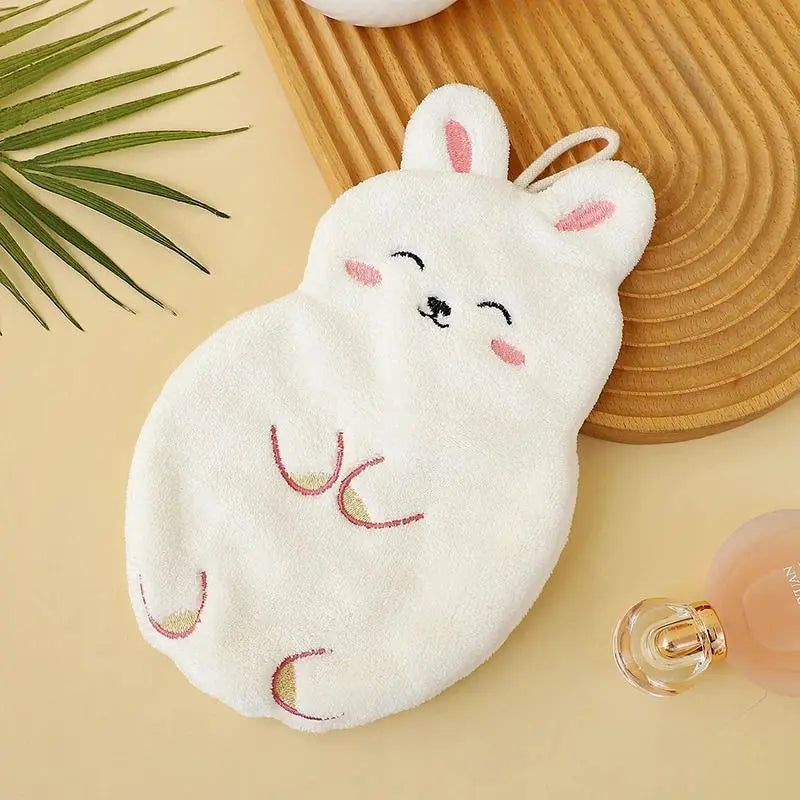 1PC Cute Tanuki Animal Print Cartoon Hand Towel - Hangable, Soft Coral Velvet, Child-Safe, Lint-Free, Thick, Absorbent, High-Quality, Child Cartoon Graphic, Ideal for Kitchen, Bathroom, Birthday Holiday Gift, Hangable Towel, Absorbent Hand Towels