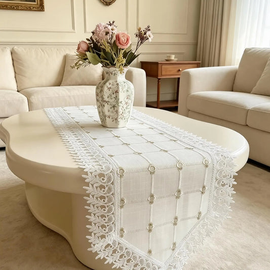 Elegant Embroidered Lace Table Runner, Durable Non-Slip, Versatile Use, Suitable for Living Room, Kitchen, Café, Wedding, Party, Multiple Sizes Available