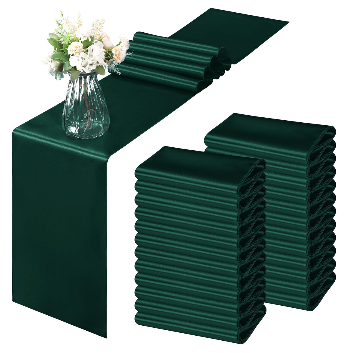 Horbaunal 24 Pack Sage Green Satin Table Runner 12 x 108 Inch