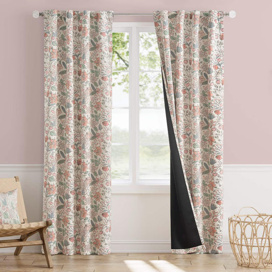 Vangao Pink Floral Blackout Curtains for Kids 84 Inches Long 2 Panels