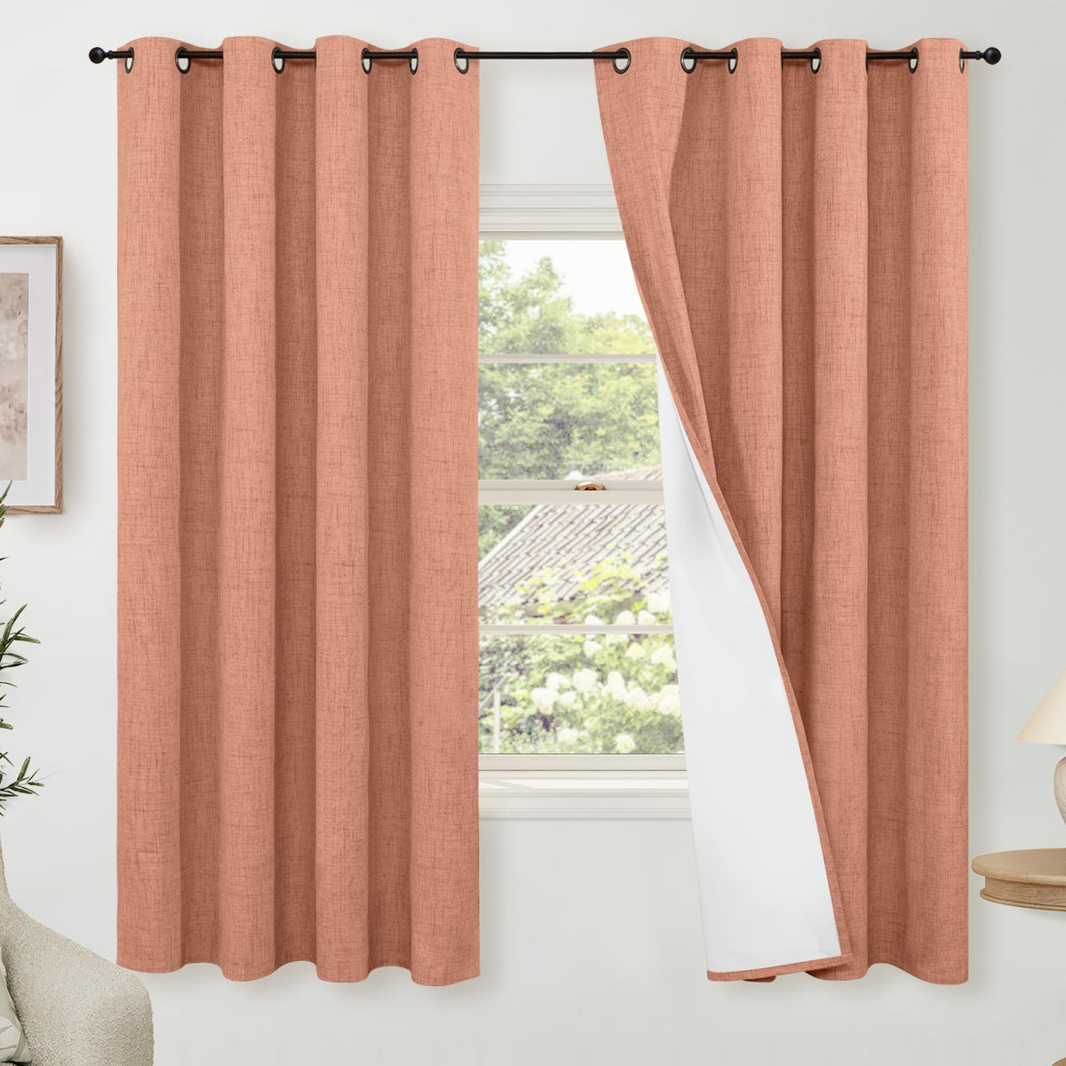 Lajode Natural Linen Blackout Curtains for Bedroom - 52x84 Inch 2 Panels