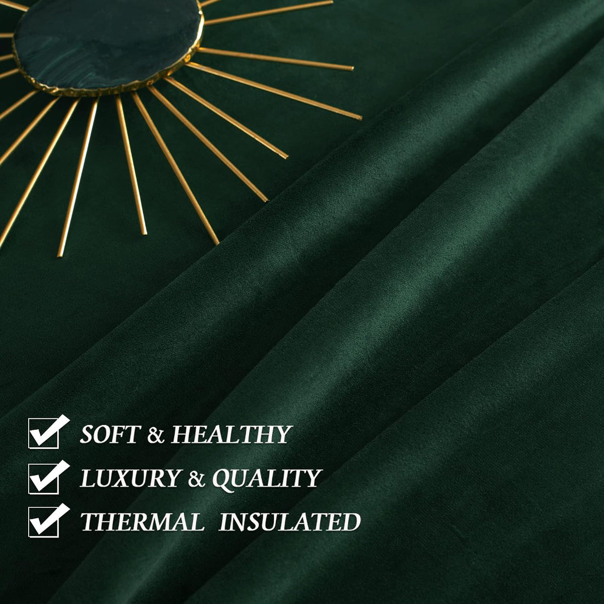 RYB HOME Green Velvet Blackout Curtains 84 inches for Bedroom Living Room